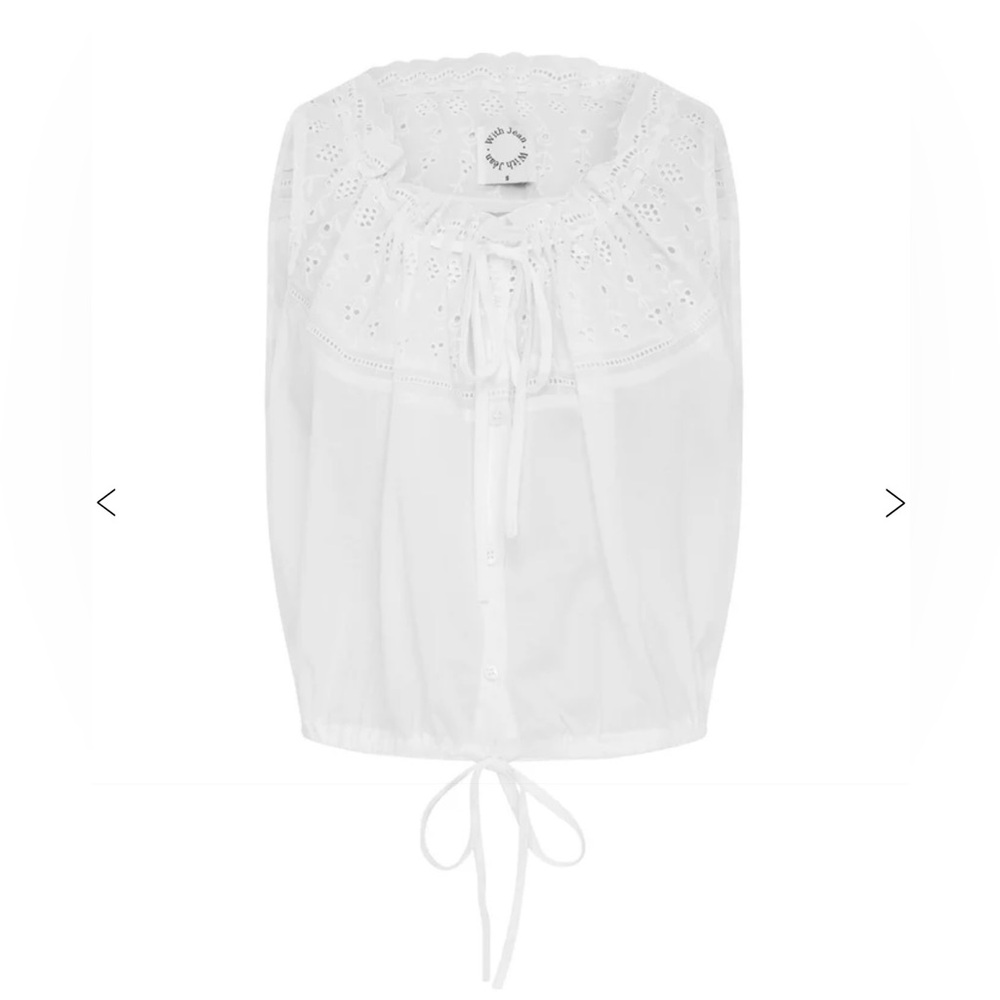 With Jean Simos White Sleeveless Lace-Trim Crop Top - Picture 4 of 8